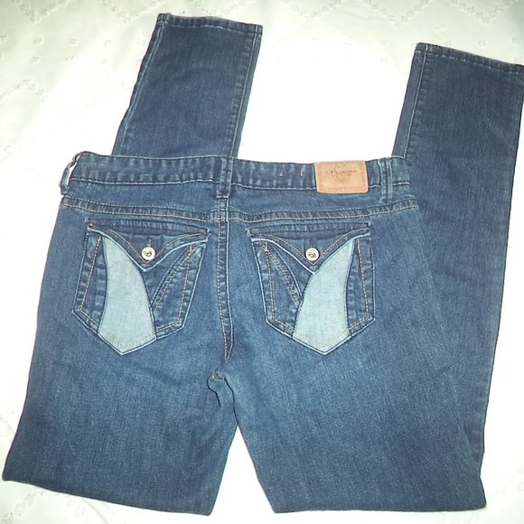 PREMIERE RUE 21 JEANS STRAIGHT FLAP POCKETS DARK WASH BLUE-WOMENS SIZE 11/12 - Picture 4 of 5